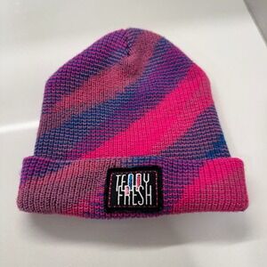 Teddy Fresh Beanie Hat Cap Pink Purple Casual Outdoor Snow Logo Spellout‎ Adult